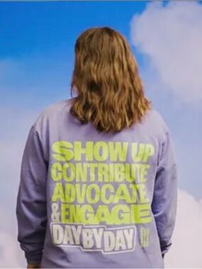 Comfort Colors Day By Day Advocacy Sweatshirt in Purple with Green Text Size XL